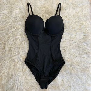Mesh Black Body Suit/ Push-up Bustier